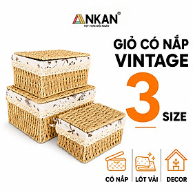 Giỏ mây có nắp đựng đồ, đựng thức ăn, phụ kiện, thích hợp trang trí decor trong nhà, giúp nhà bạn và nơi làm việc gọn gàng hơn nữa