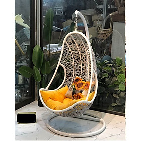 Mua Xích đu đơn lưng tôm có tay sô vàng chất liệu khung sắt mây nhựa cao cấp juno sofa