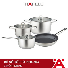 Bộ Nồi Bếp Từ Inox 304 Hafele 3 Nồi 1 Chảo - 531.08.040 Hàng chính hãng