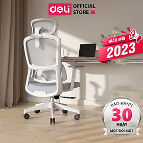 Mua Ghế Xoay Văn Phòng Công Thái Học Cao Cấp Có Ngả Lưng Tựa Cổ 2D Gối Tựa Lưng Dưới Deli - Hỗ Trợ Đốt Sống Cổ Tối Ưu Tư Thế Ngồi - Ghế Giám Đốc Bảo Hành 3 Năm