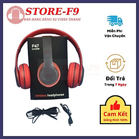 Hình ảnh Tai Nghe Không Dây Bluetooth P47 Chụp Tai Có Khe Cắm Thẻ Nhớ