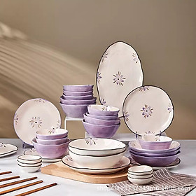 Mua Bán Lẻ Bộ Bát Đĩa Chén Đĩa Cao Cấp Hoa Tím An Toàn