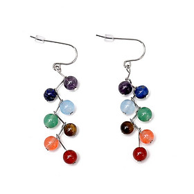 Colorful Gemstone Beads Dangle  Earrings Meditation   Lady Jewelry