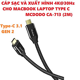 Cáp C to C USB3.1 Gen 2 sạc 100W truyền hình ảnh 4K Vention TAHHF/ mcdodo CA713 4K@30Hz  _ Hàng chính hãng