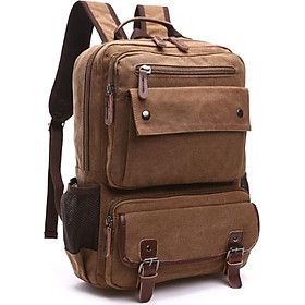 Balo nam thời trang vải canvas BL0010 (Nâu cà phê) - đi làm, đi học , đi chơi, đựng laptop