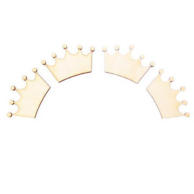 4-5pack 24 Pieces Unfinished Crown Shape Wooden Pieces DIY Craft Embellishments