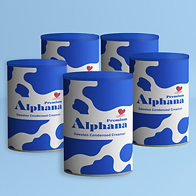 Combo 5 Lon Sữa Đặc Có Đường Creamer Premium Alphana Malaysia Lon 1kg - Protein cao - Không Cholesterol