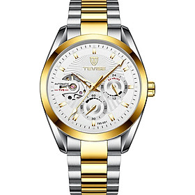 TEVISE Men Watches Automatic Mechanical Skeleton Watch Luminous Hands 3ATM Waterproof Fashion Luxury Stainless Steel