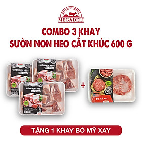 Combo 3 khay sườn non (600g) + Tặng 1 khay bò Mỹ Xay (300g)