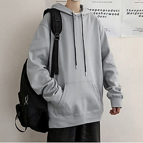 Áo hoodie basic, Áo Khoác Hoodie Trơn Có Mũ Form Rộng Tối Giản Màu Trắng