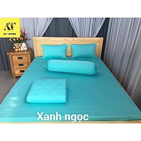 Hình ảnh (Rẻ Vô Địch) Bộ 4 Món Ga Gối Thun Mát Mềm Thun Lạnh Cao Cấp AT HOME - Màu Xanh Ngọc