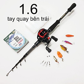 Bộ cần câu lure máy ngang JD rút gọn 60cm chất liệu carbon kèm dây và hộp mồi lure BCM13