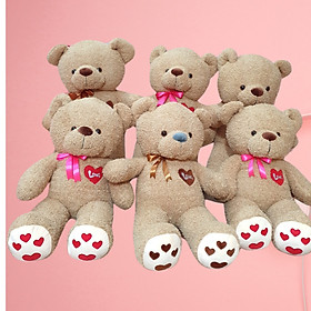 Gấu bông Teddy lông xù thêu chữ Love đáng yêu - Size từ 80cm đến 1m - Quà tặng Teddy nhồi bông khổng lồ màu nâu êm mịn