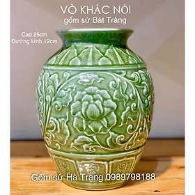 Mua Lọ hoa dáng vò khắc nổi gốm sứ Bát Tràng cao cấp