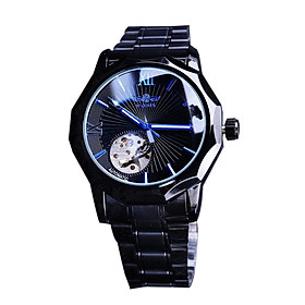  Đồng hồ đeo tay mặt số trong suốt thời trang sang trọng Đồng hồ cơ tự động - Màu đen-Màu đen