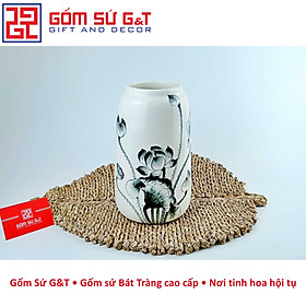 Lọ hoa dáng đu đủ vẽ sen tràm Gốm Sứ G&T