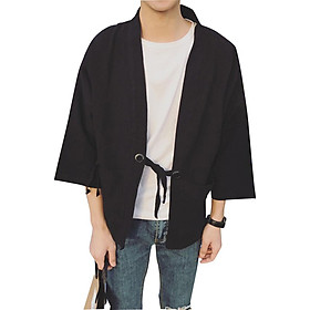 Men Women Vintage Three Quarter Sleeve Thin Kimono Cardigan
