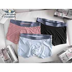 HỘP 3 QUẦN LÓT BOXER NAM TRƠN CHẤT COTTON BO LƯNG THOẢI MÁI, 3 MÀU NGẪU NHIÊN - FORMENSHOP - FM2QS015