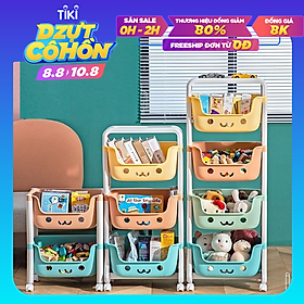 Kệ đựng đồ chơi cho bé, đồ bỉm sữa, đựng sách, giày dép, giỏ đựng đồ 3 -4 tầng đa năng có bánh xe