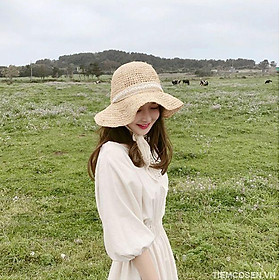 MŨ CÓI ĐI BIỂN TẶNG KÈM MỘT DÂY CỘT TÓC SCRUNCHIES