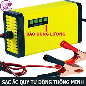 Bộ sạc bình ắc quy tự ngắt 12V 4Ah-20Ah sạc acquy xe máy, xe hơi có đèn led-VÀNG