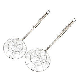 Set of 2 Stainless Steel Skimmer Ladle Strainer Fish Pasta with Long Handle