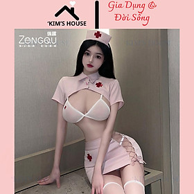 Tặng Kèm Tất + Bờm Tóc - Cosplay Hóa Trang Nữ Y Tá, Trang Phục Cosplay, Đồ Ngủ Cosplay, Bodysuit Xuyên Thấu C068