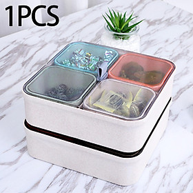 Divided Serving Tray with Lid Food Storage Containers for Nuts Dessert Cakes