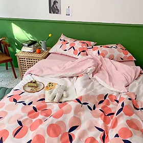 Set Cotton Living Nhập Khẩu Cao Cấp 4 Món Vuntage Trái Cam Hồng