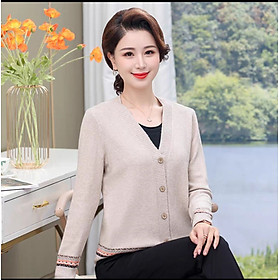 Áo khoác cardigan len trung niên tặng mẹ, tặng bà siêu xinh, len mềm mịn  Ak36