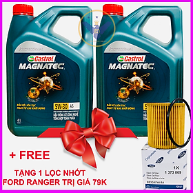 BỘ 2 dầu nhớt tổng hợp Castrol Magnatec Professional 5W-30 tặng 1 lọc nhớt cho xe Ford Ranger