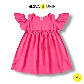 Váy bé gái 4lova chất liệu đũi cotton dáng rơi vai đáng yêu cho bé hàng chính hãng