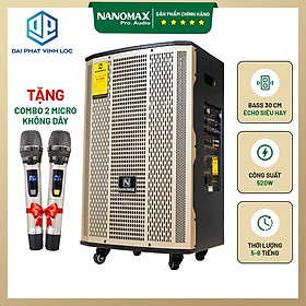 Mua Loa Kéo Karaoke Nanomax Bluetooth K-301 Bass 30 Tặng 2 Mic Đọc Được Usb Thẻ Nhớ Công Suất 520w Có Bánh Xe Cao cấp| Loa Kéo Bluetooth | Loa Kéo Giá Rẻ Công Suất Lớn