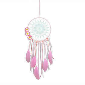 Handmade Dream Catcher with Pink Flower Craft for Home Car Hanging Decoration