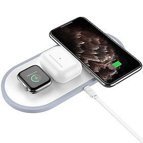 Mua Đế sạc Hoco CW24 nhanh không dây 10W 3 IN 1 - dock sạc không dây Qi cho iphone samsung andoird tai nghe thông minh - hàng chính hãng