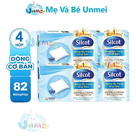 Bộ 4 hộp bông tẩy trang Silcot (82 miếng/hộp)