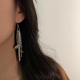 Bông tai xích gấp nhiều lớp hot hit phiên bản xỏ lỗ móc