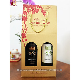 Mua  Set quà tặng giá rẻ  Hộp giấy 2 chai rượu vang Pháp 1982