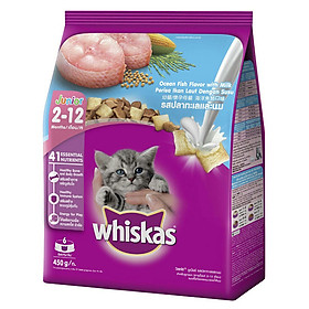 Đồ Ăn Cho Mèo Con 2-12 Tháng Whiskas Vị Cá Biển Và Sữa - Túi 450g