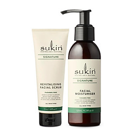 Bộ đôi loại bỏ tế bào chết & dưỡng ẩm da mặt Sukin Signature (Kem tẩy tế bào chết Revitalising Facial Scrub 50ml + Kem Dưỡng Ẩm Facial Moisturiser 125ml)