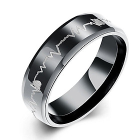 Stainless Steel Heartbeat Comfort Fit Ring Wedding Band Engraved Love US 7