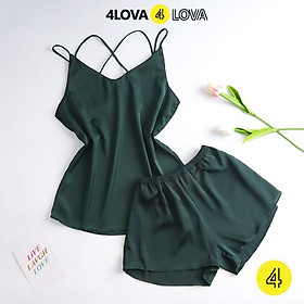 Đồ ngủ lụa 2 dây nữ 4LOVA vải satin mềm mại quyến rũ