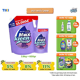 Combo Nước giặt xả Maxkleen Hương Nước Hoa Huyền Diệu 1 Túi 3.8kg + 1 Túi