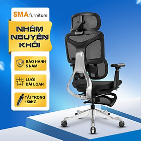 Ghế công thái học SMA Furniture Yami, Khung nhôm nguyên khối, Piston Class 4, Lưới wintex Hàn Quốc