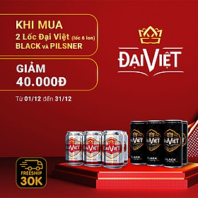 [Combo 12 lon 330ml] Bia Đại Việt Black, Pilsner, bia đen, bia vàng, bia lon, sản xuất theo luật bia tinh dòng của bia Đức, không hóa chất, Bia Việt dành cho người Việt có gu