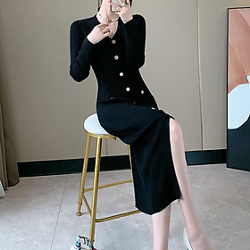  Váy Len Dệt Kim Cổ V Mềm Mại Dành Cho Nữ AL86 - Hàng Quảng Châu Cao Cấp