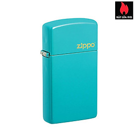 Bật Lửa Zippo 49529ZL – Zippo Slim Flat Turquoise Zippo Logo