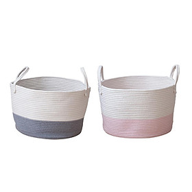 2pcs Cotton Woven Laundry Storage Basket Kid's Toy Organizer Containers