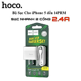 CỐC SẠC NHANH 12W 2 CỔNG CHỐNG CHÁY NỔ HOCO C73 - CỦ SẠC ĐA NĂNG 2.4A CHO CÁC DÒNG ĐIỆN THOẠI CHÍNH HÃNG - Bộ Sac Hoco C73 - Chân Sac Cho IPhone