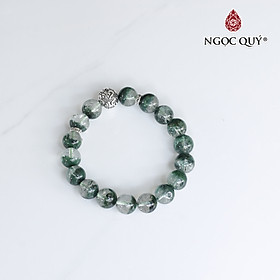 Vòng tay ưu linh xanh rêu phối lục tự tròn mệnh hỏa, mộc - Ngọc Quý Gemstones